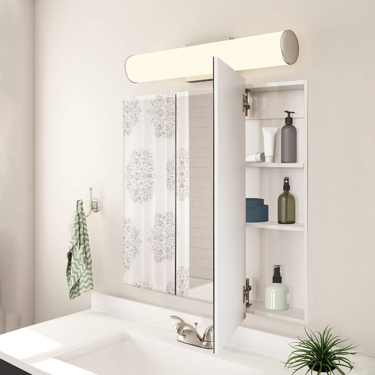 Design House Cyprus Tri-View Medicine Cabinet, 36", White