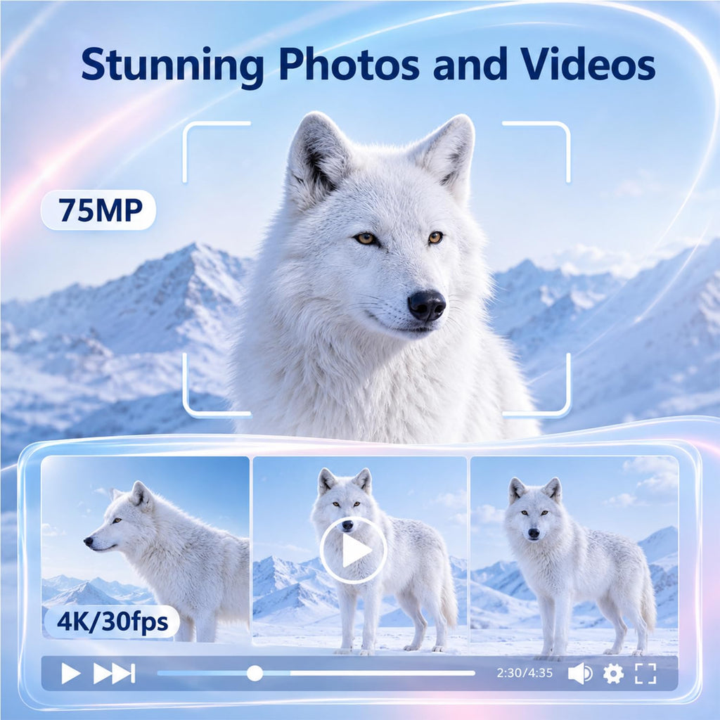 4K Vlogging Camera, Pocket Digital Camera, 330Â° Rotating Lens