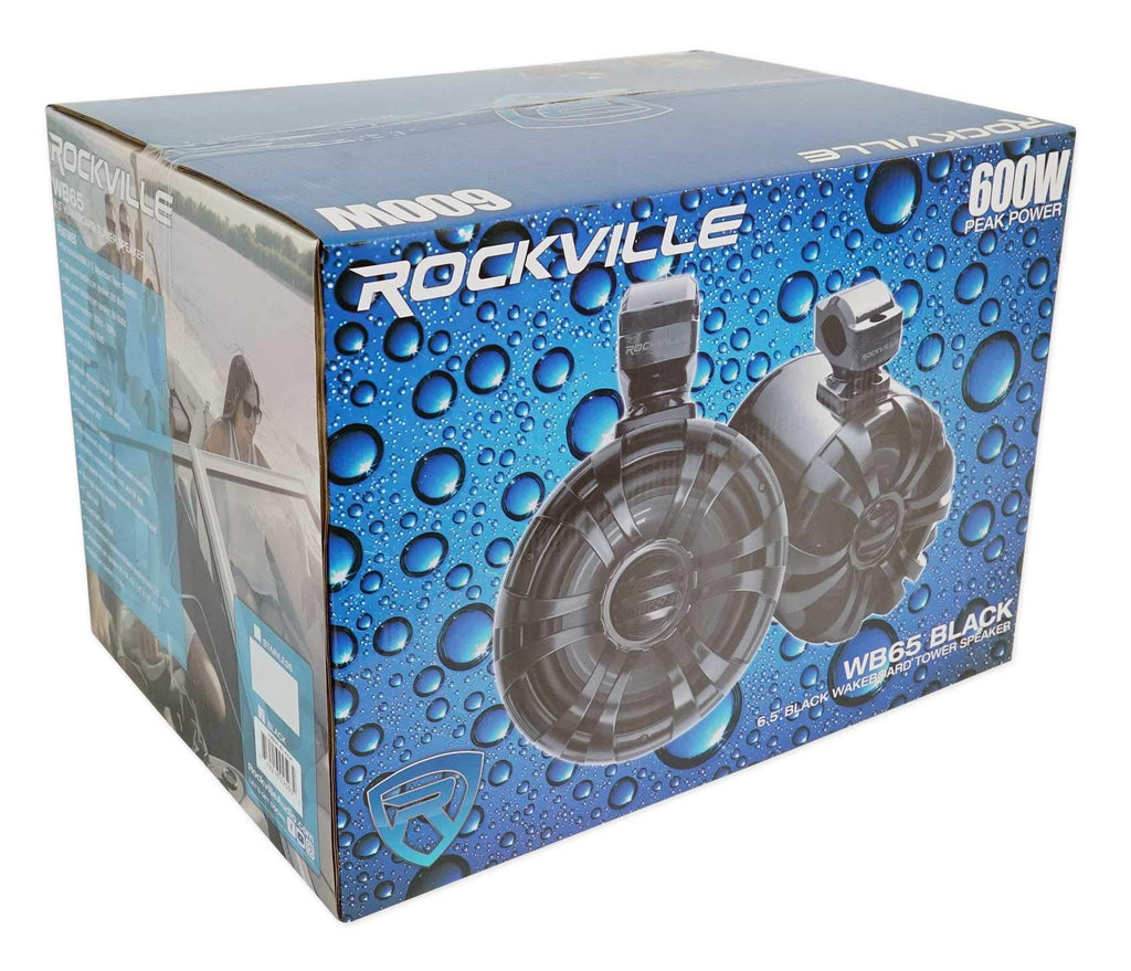 Rockville WB65 Pair Silver 6.5" Metal Marine Wakeboard Tower Speakers