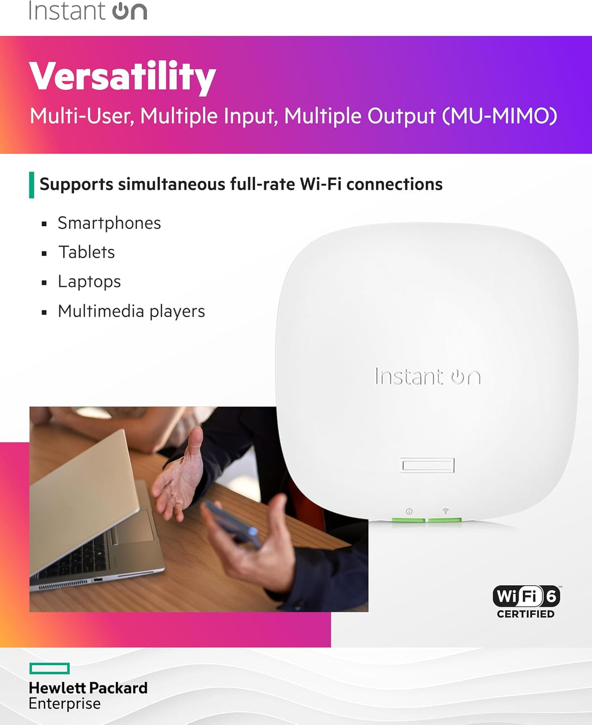 HPE Networking Instant On Access Point AP22 2x2 WiFi 6 Indoor Wireless Access Point | Long Range, Secure, Smart Mesh Support | Power Source Not Included | US Model (R4W01A),Dual-Band