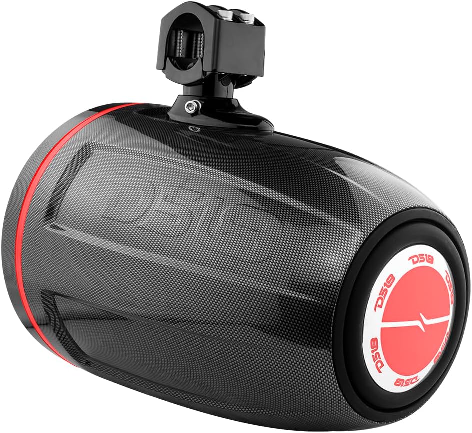 DS18 CF-X10TPNEO 10" Neodymium Marine Wakeboard Tower Speakers with Bullet Tweeter, Passive Radiator and RGB LED Lights - High Performance, Marine Grade IP65 Rated, 900W Max 300W RMS 4 Ohms (Pair)