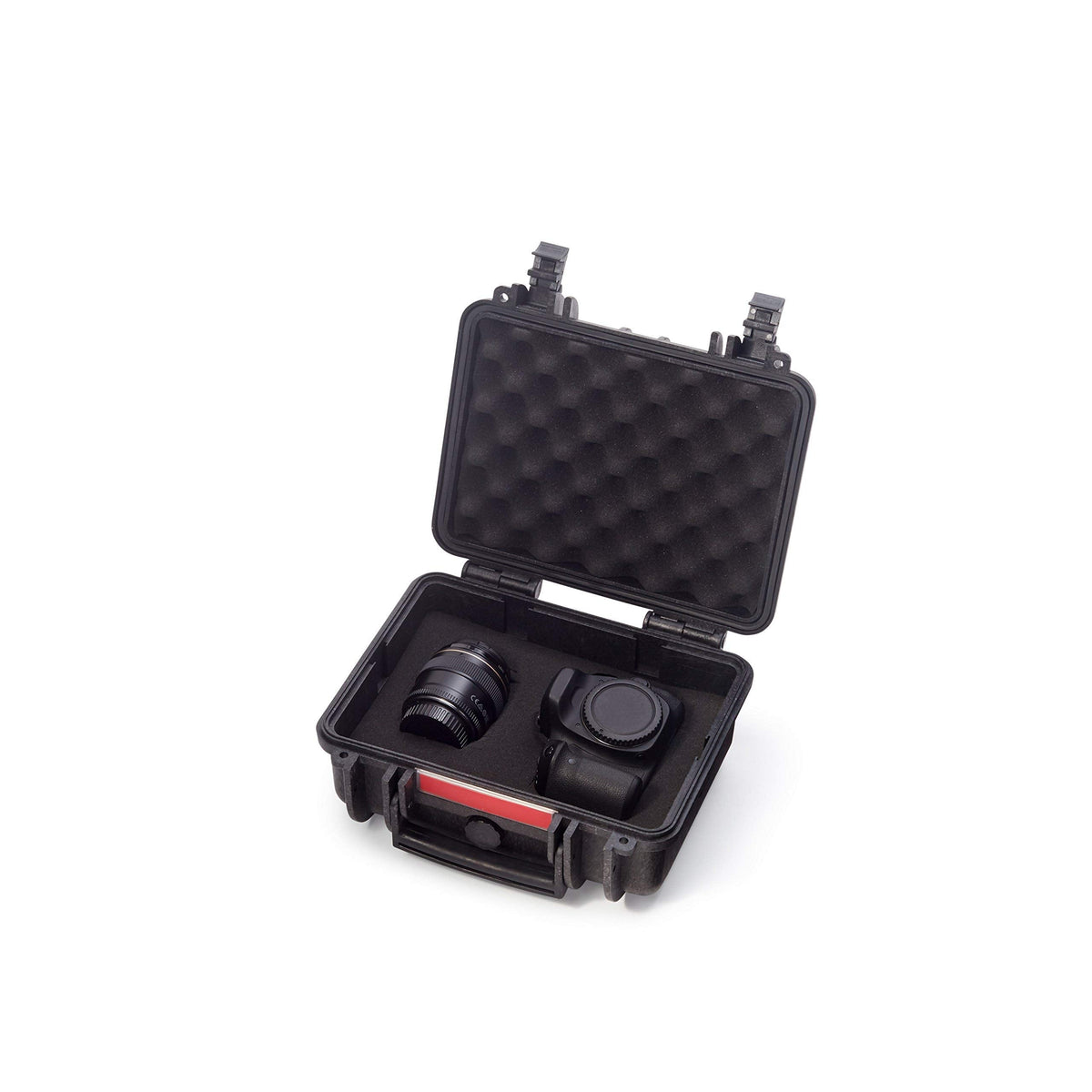 Amazon Basics Hard Protective Camera Case with Wheels, Large, Black, 22"L x 14"W x 9.8"H