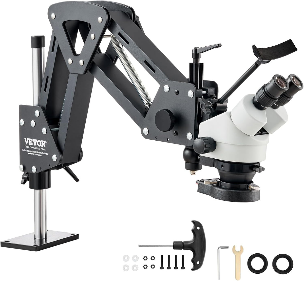 VEVOR Multi-Directional Microscope with Spring Bracket, Micro Jewelry Inlaid Stand, with Integrated USB Ring LED Light, 7X-45X Magnification Jewelry Microscope, Jewelers Microscope for Jewelry Inlay