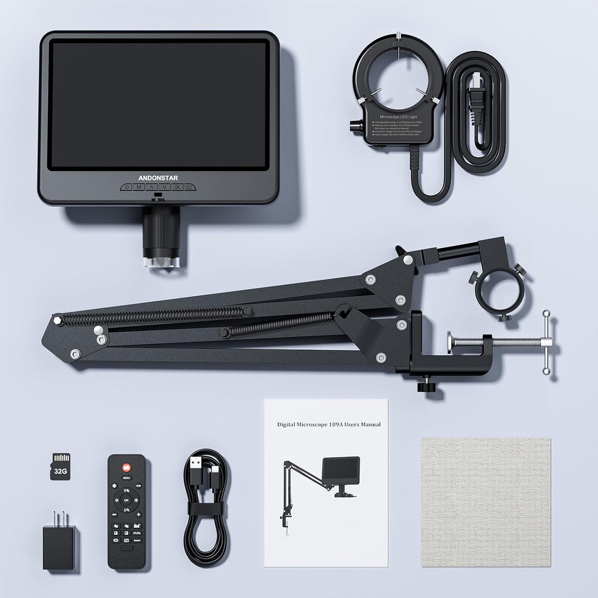 Andonstar AD109 Digital Microscope with 10.1" Screen for Soldering Repair
