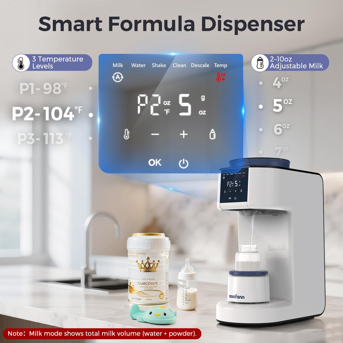 MOMFANN Auto Baby Formula Maker, Fast Formula Dispenser for Instantly Mix