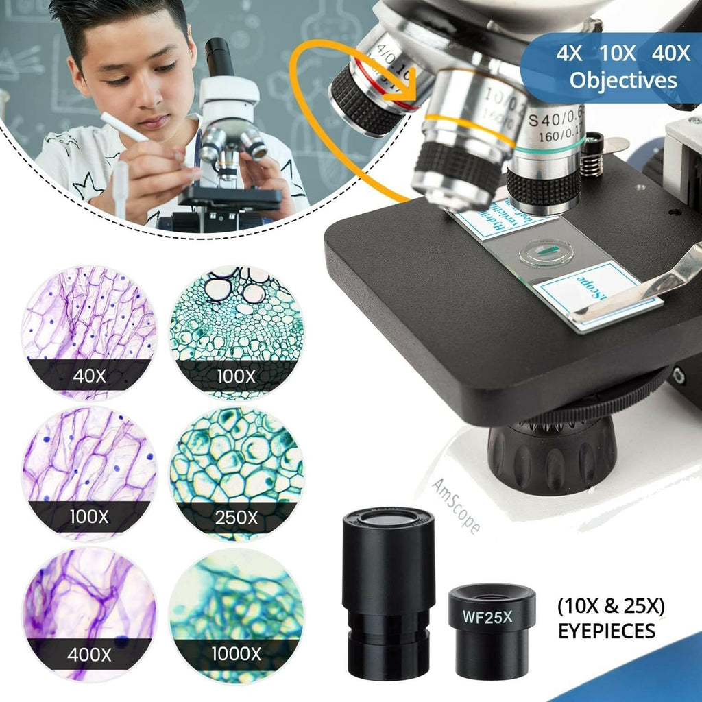 AmScope M158C-2L-E2 Compound Monocular Microscope, 2MP Camera