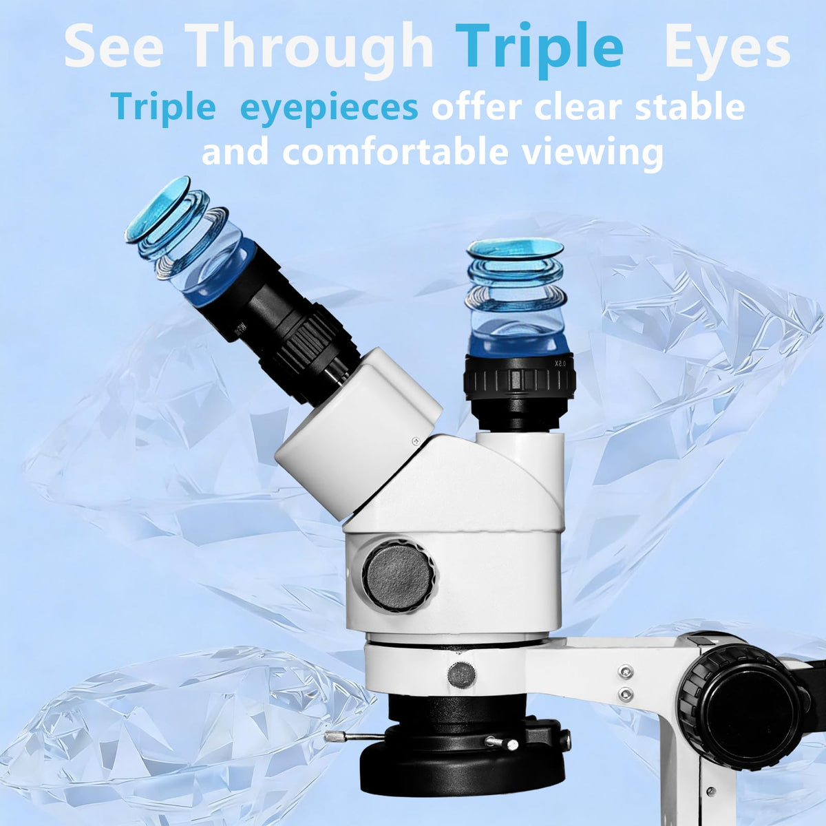 DZQ Jewelry Trinocular Microscope with Camera, 7X-45X Magnification