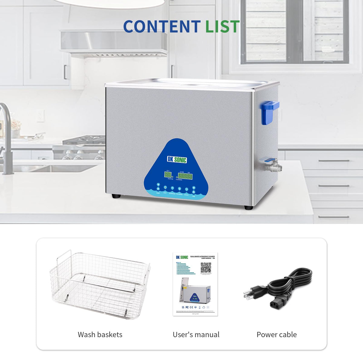 DK SONIC Ultrasonic Cleaner 10L,240W Industrial Ultrasonic Parts Cleaner with Heater&Timer, Digital Control&Basket, Multiple Functions for Motorcycle Engines,Carburetors, Chains