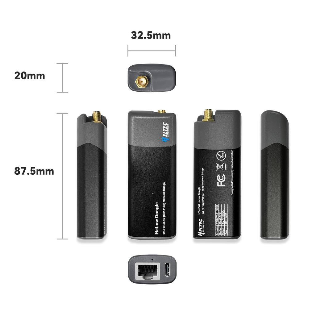 Heltec Automation Wi-Fi HaLow Dongle Wireless Bridge 802.11ah Network Booster Long Range Wireless Access Extender Ethernet Bridge Repeater (STA+HT-H7608)