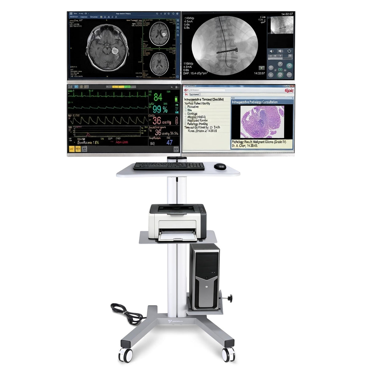 AW NexusX Commander Mobile Computer Cart Medical Rolling PC Stand Desk