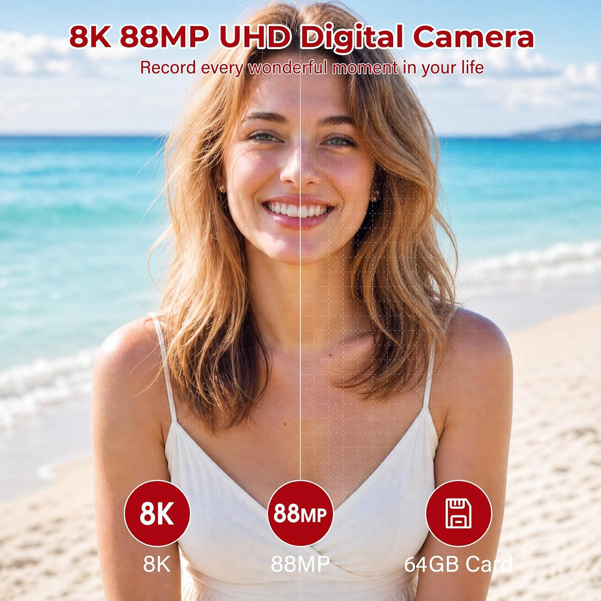 8K Digital Cameras for Photography 88MP WiFi UHD Autofocus Vlogging Camera
