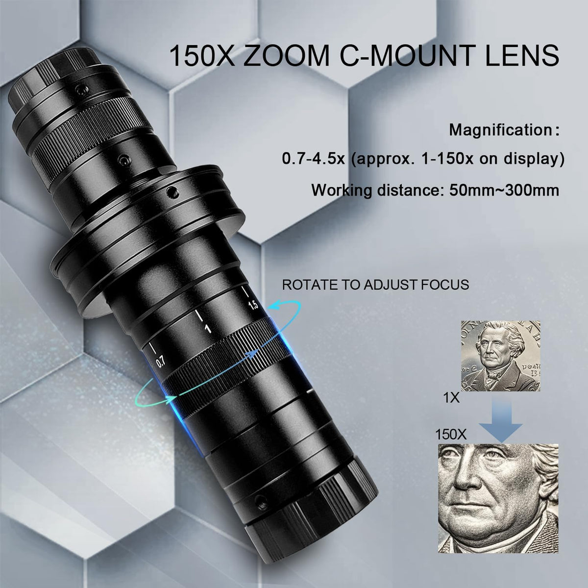 NICE-POWER Digital Microscope with Large Stable Base Stand, 4K HD Quality Industrial Microscope Type-C/HDMI Interface with 150X HD Lens Adjustable Ring Light Illumination for Electronic Repair etc