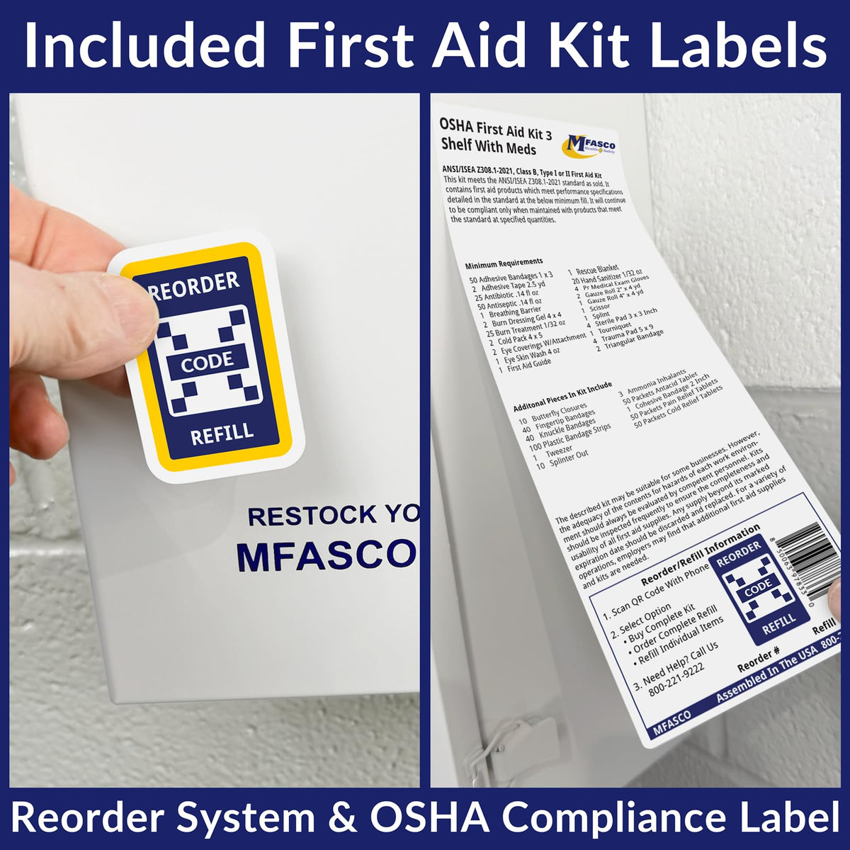 MFASCO OSHA/ANSI 2021 Class B Compliant First Aid Cabinet, Large, 3-Shelf
