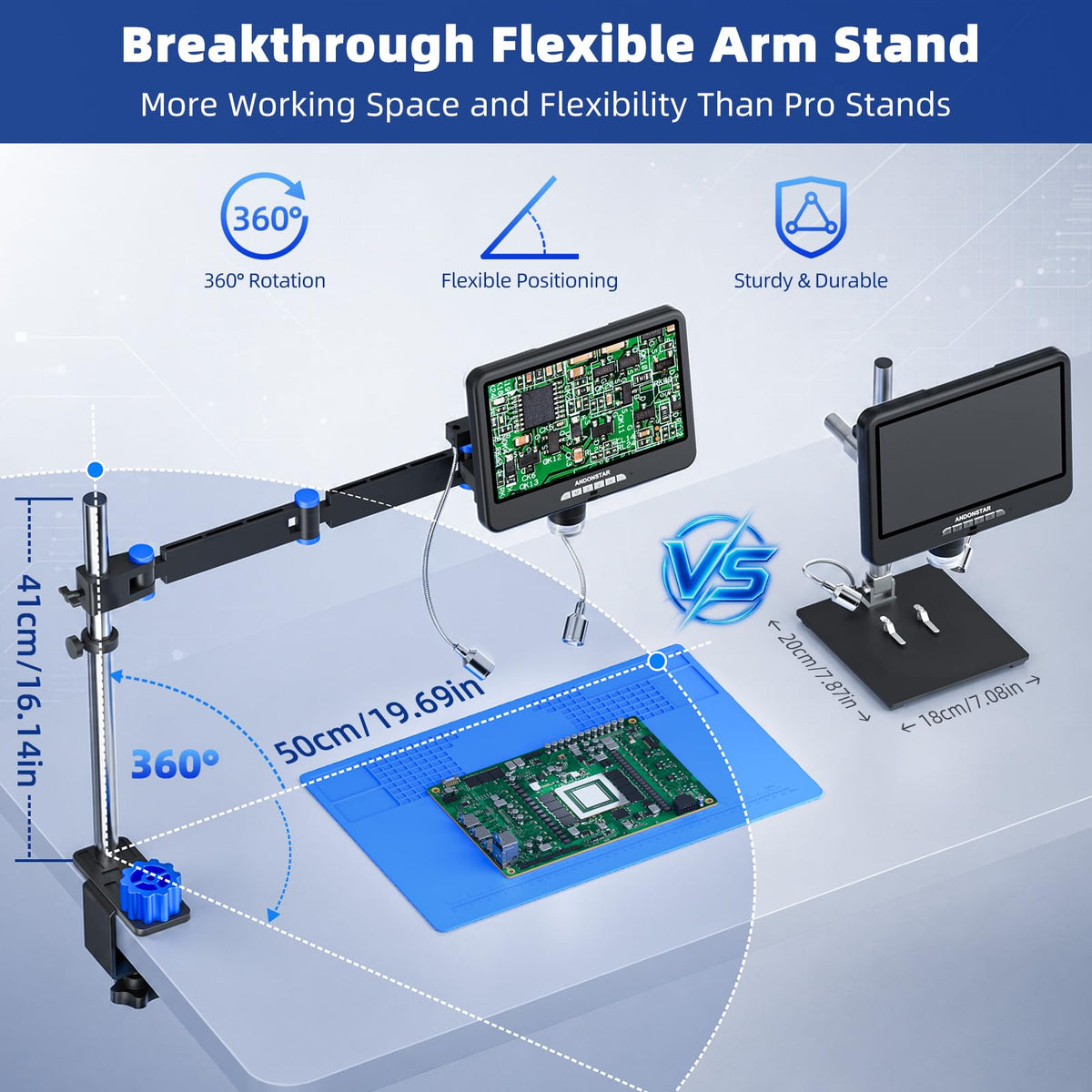Andonstar 4K 60FPS 10.1" HDMI Digital Microscope for Soldering, Coin
