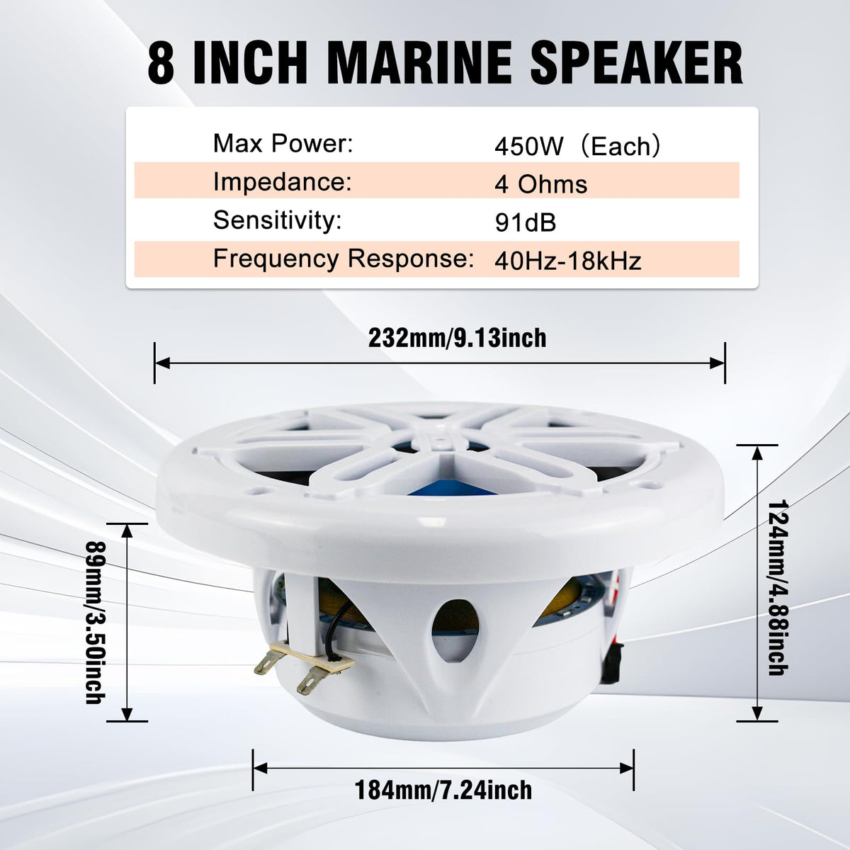 STUDIOFINIX 5.25 Inch 500W Bluetooth Marine Speakers with LED Lights -2 Way Weather Resistant Boat Speakers Perfect for Boats, ATVs, UTVs ï¼Pair,Whiteï¼