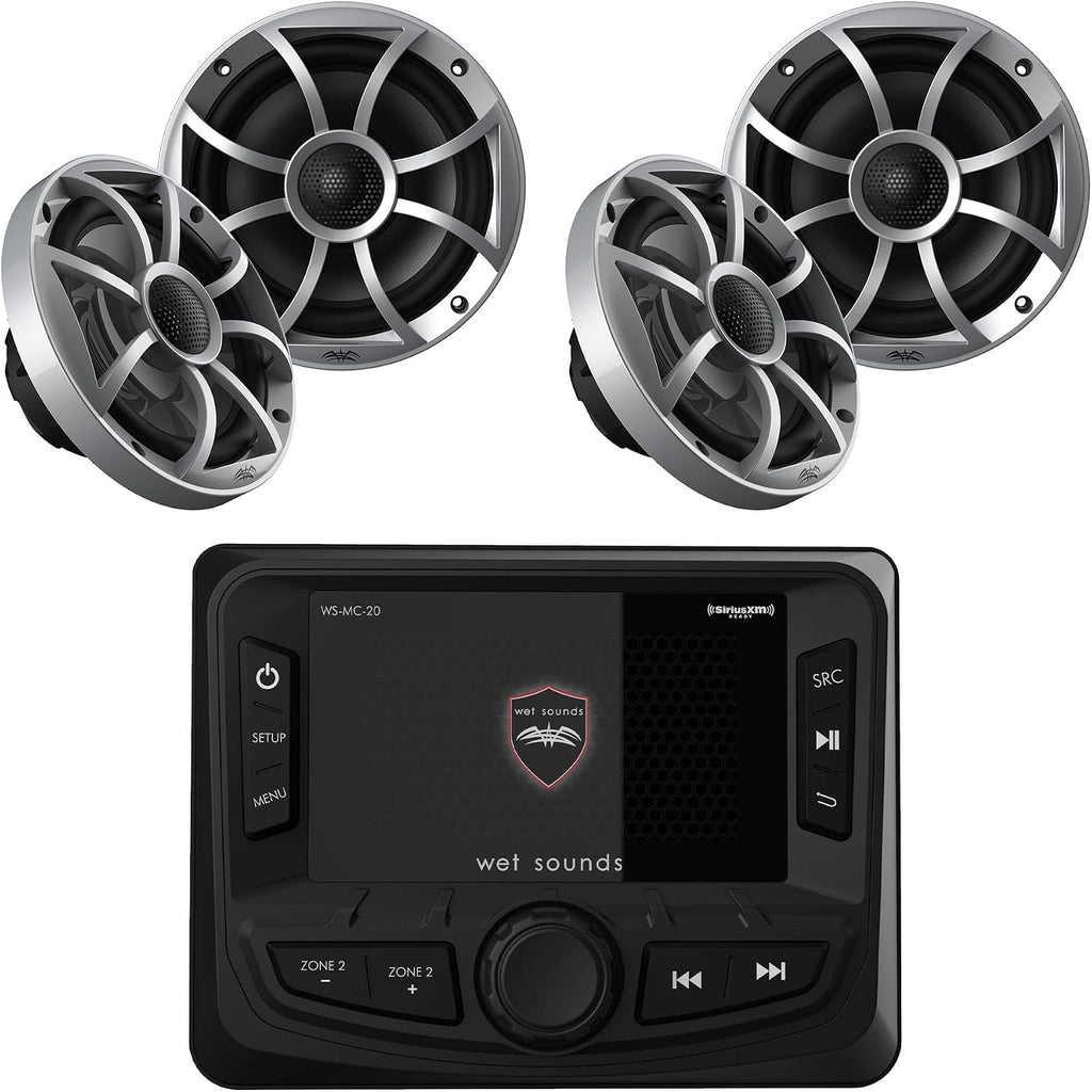 Wet Sounds WS-MC-2 Marine Radio 2-Pair 6.5 in Speaker Bundle