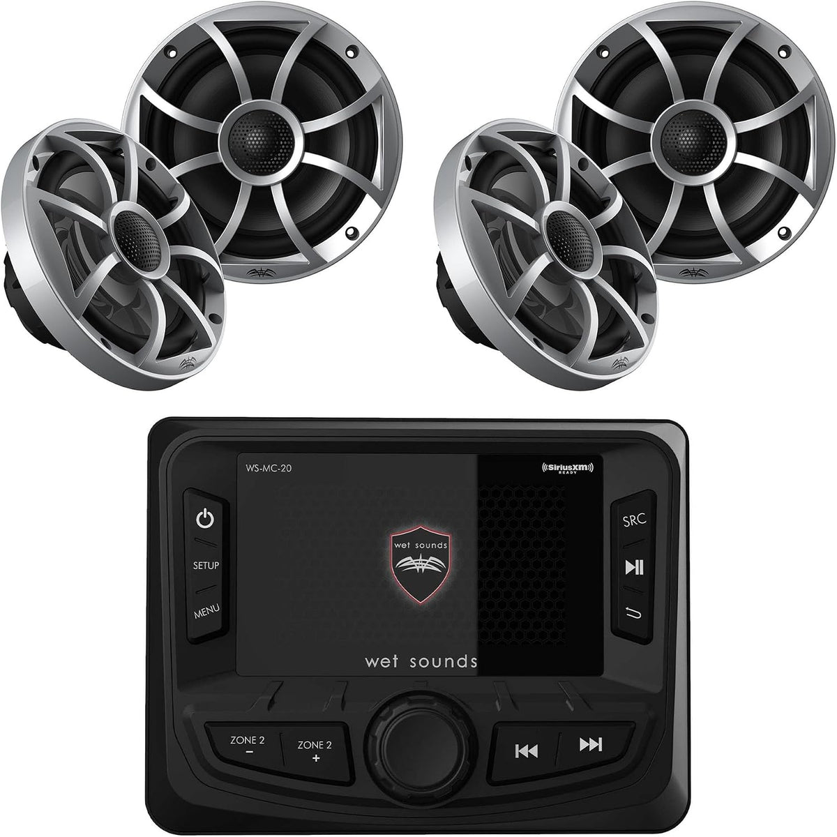 Wet Sounds WS-MC-2 Marine Radio 2-Pair 6.5 in Speaker Bundle
