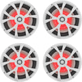 Rockville RKL80MW 8" White 2-Way Marine Boat LED Speakers, 4-Pack