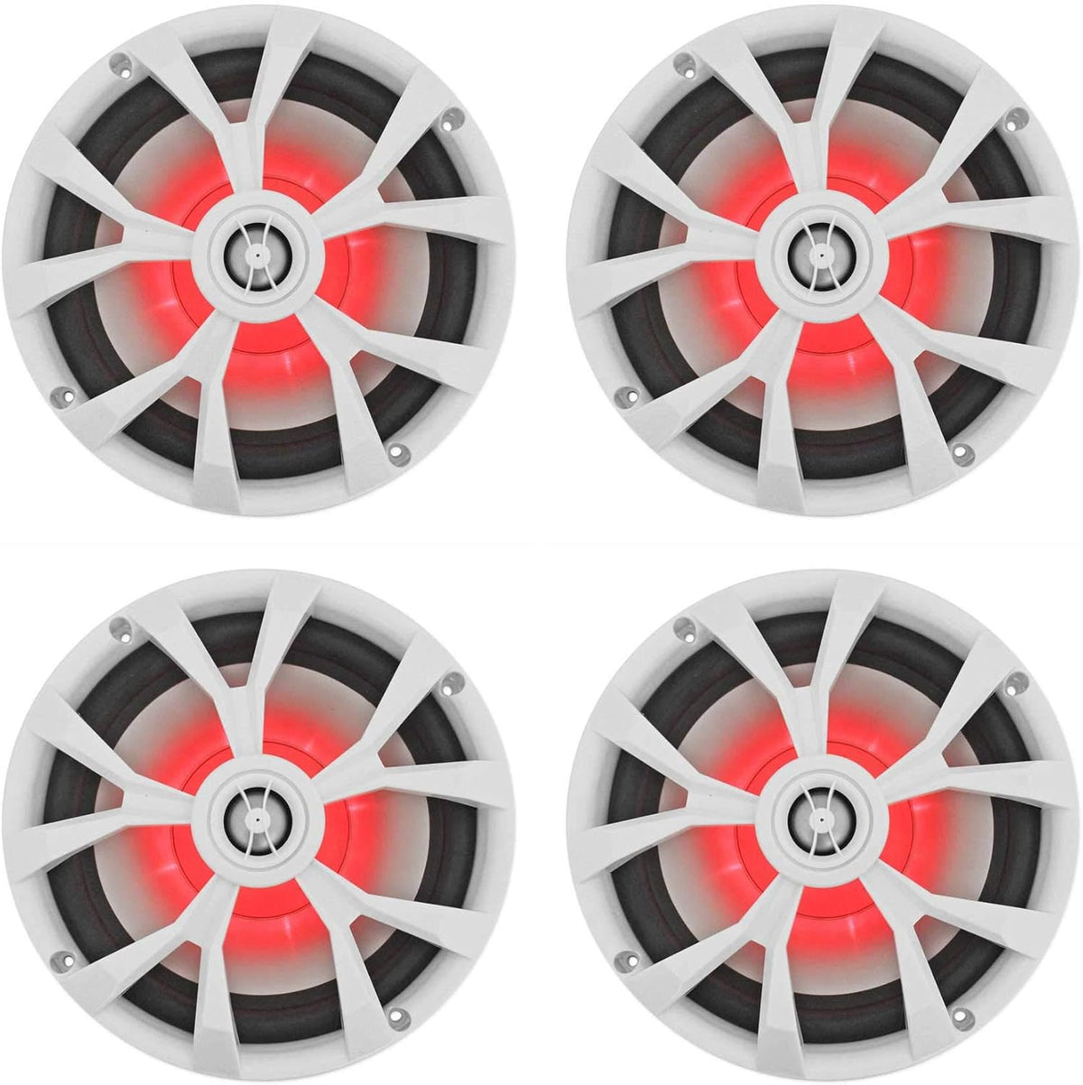 Rockville RKL80MW 8" White 2-Way Marine Boat LED Speakers, 4-Pack