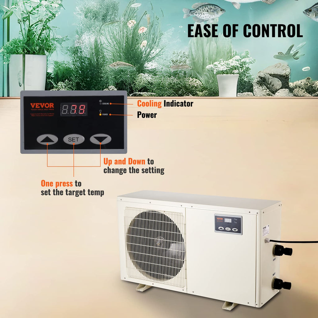VEVOR Aquarium Chiller 150Gal 1/2HP Quiet Cooler with Titanium Evaporator