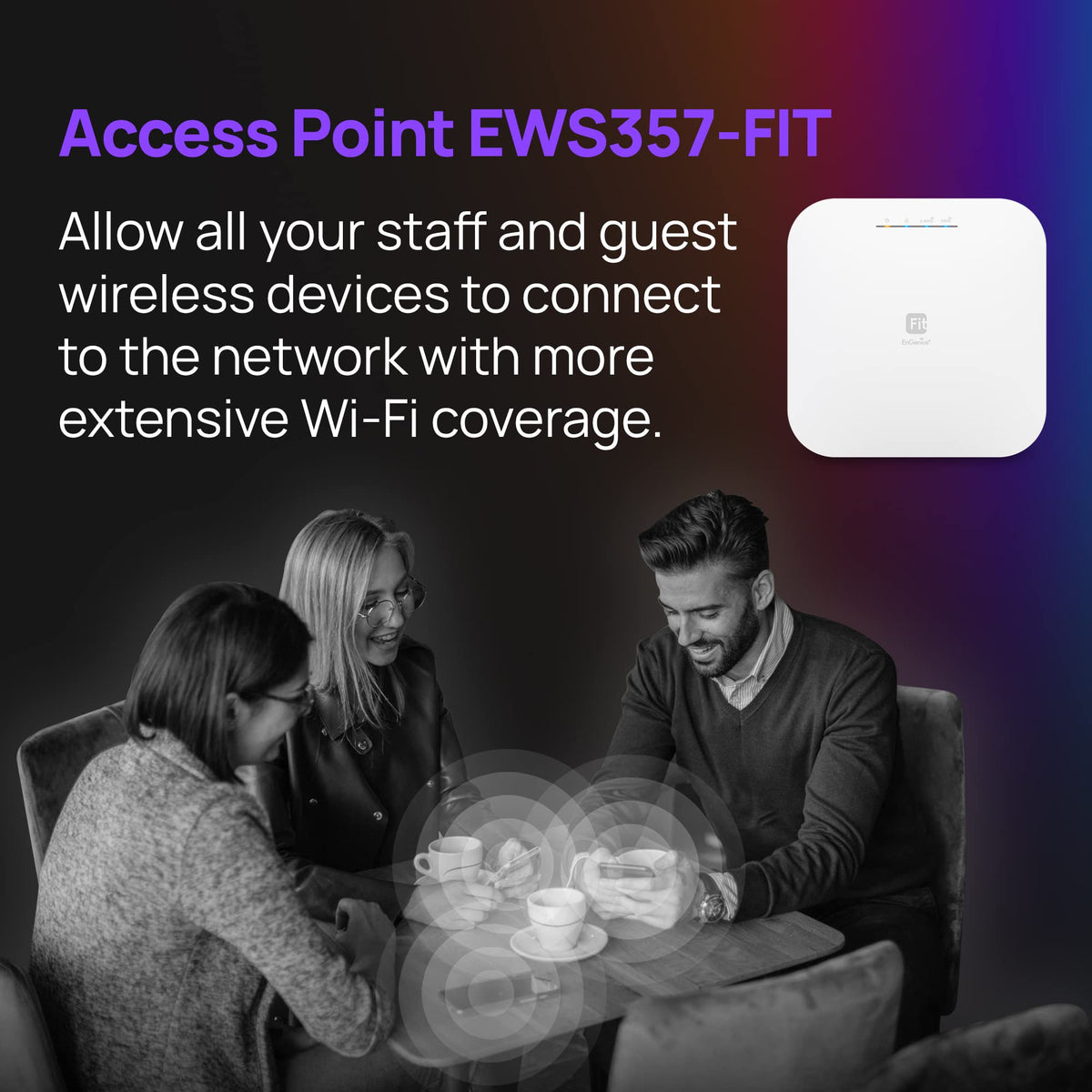 EnGenius EWS357AP WiFi 6 AX1800 2x2 Gigabit Wireless Access Point with 1Gbps Port, OFDMA, MU-MIMO, PoE+, WPA3, 1GB RAM, License-Free Management Tools (Power Adapter Not Included)
