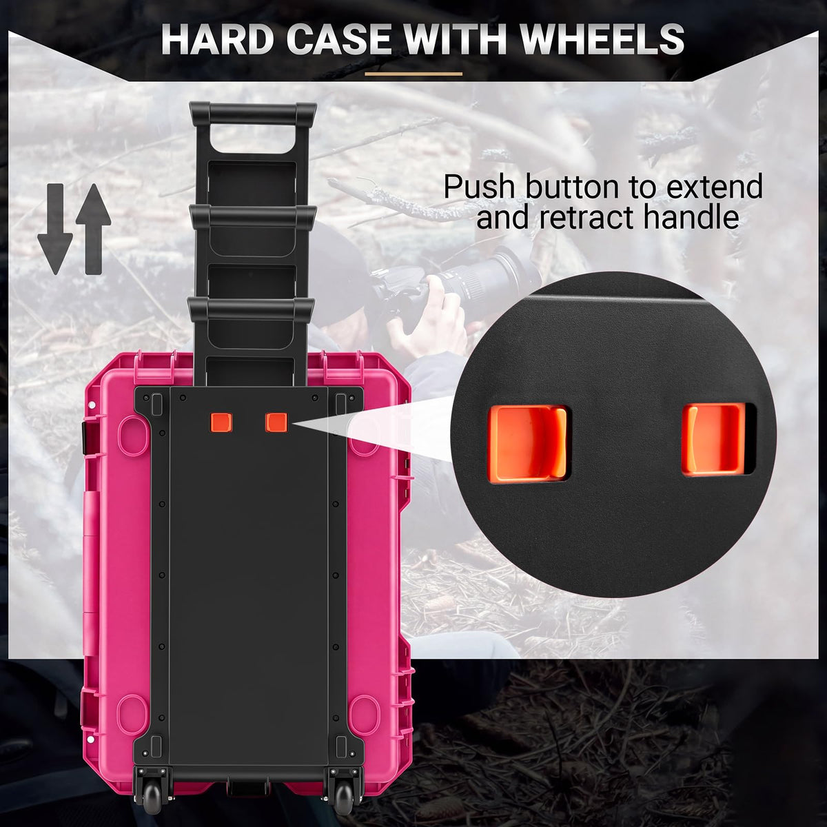 Relaxweex Rolling Camera Hard Case with 15 Padded Dividers & Wheels