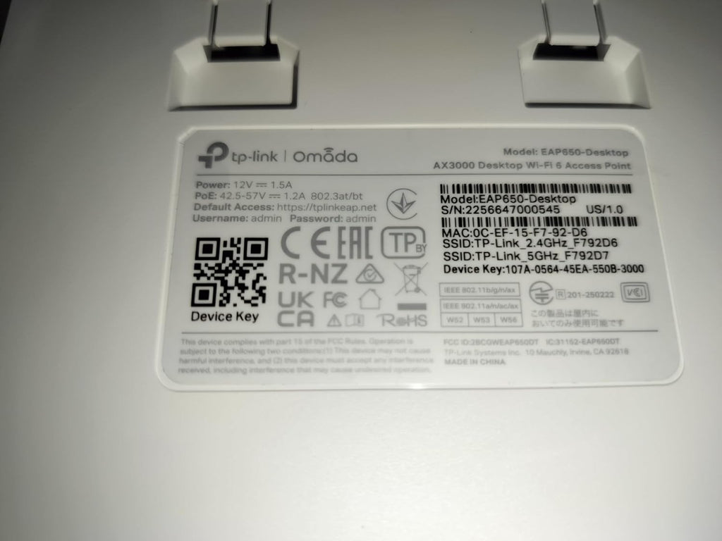 Omada AX3000 Desktop Wireless Access Point, 5yr Warranty(EAP650-Desktop)
