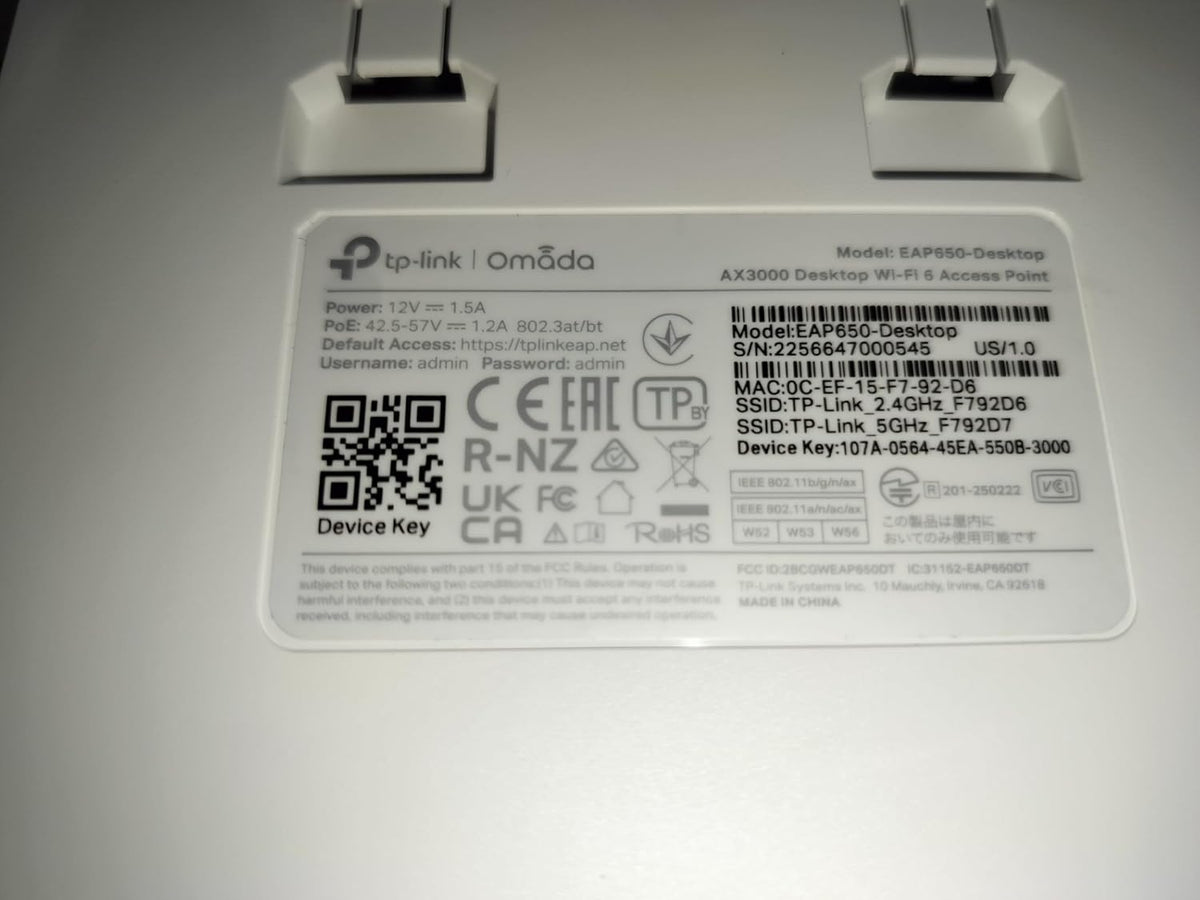 Omada AX3000 Desktop Wireless Access Point, 5yr Warranty(EAP650-Desktop)