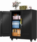 35" Lockable Rolling Metal Storage Cabinet, Steel Employee Storage Locker