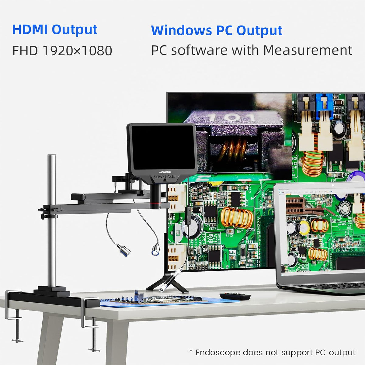 Andonstar AD409 SA 10.1'' HDMI Soldering Digital Microscope with Endoscope