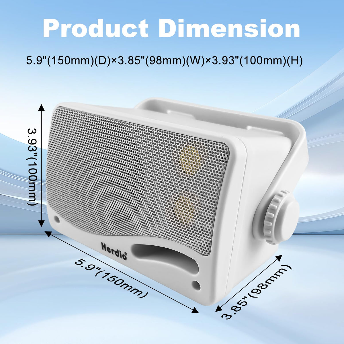 Herdio 3.5 Inch Passive Outdoor Speakers Wired Waterproof Wall Mount Speakers with 400W Superior Sound, All-Weather Durability, for Home Patio Garden Marine Boat Garage Indoor,4-Pack Balck