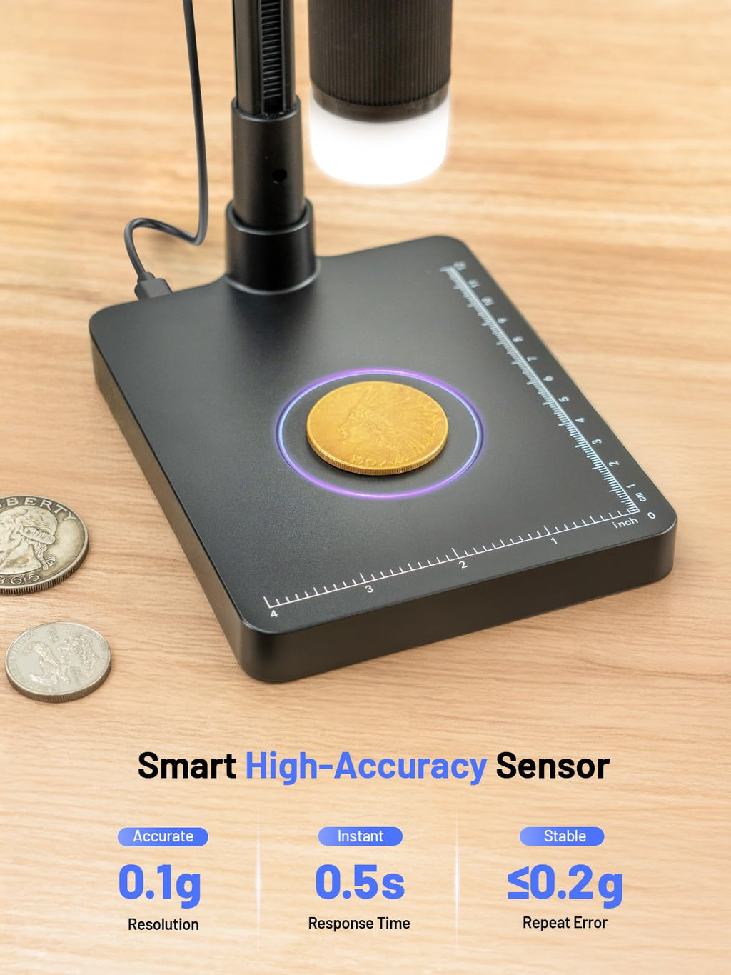 TOMLOV Coin Microscope with Weighing Scale, 7" Digital Magnifier DM4W Max