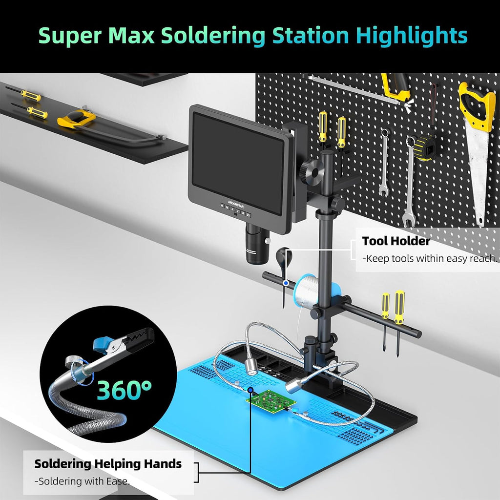 Andonstar AD249S-Max 10.1'' HDMI Digital Microscope 2000X 3 Lens