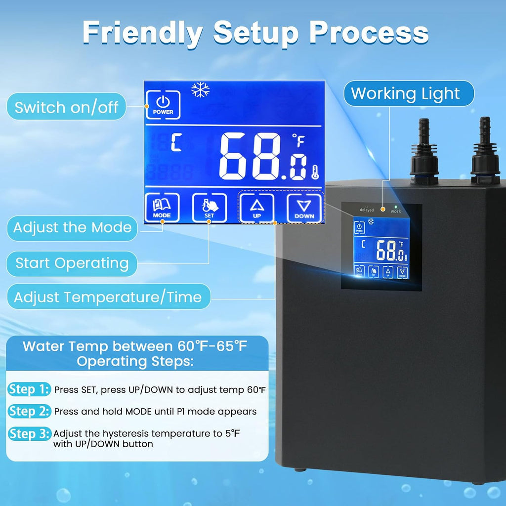 Aquarium Chiller 42 Gal, 1/10 HP Fish Tank Water Chiller Machine