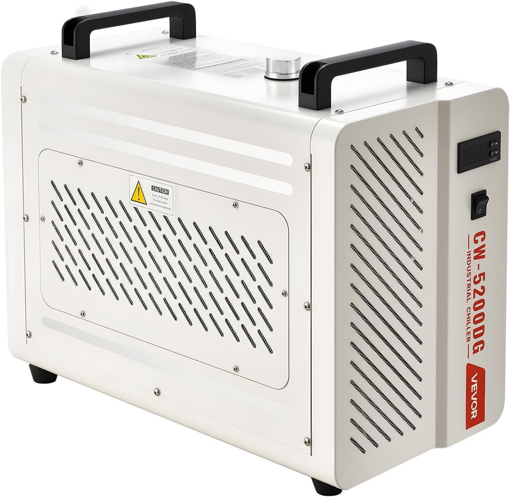 VEVOR Industrial Water Chiller, 5460 BTU/h, Industrial Water Cooler Cooling System with Compressor, 1.8â¯ Gal Tank Capacity, 3.4â¯GPM Max Flow, Laser Chiller, for CO2 Laser Engraving & Cutting Machine