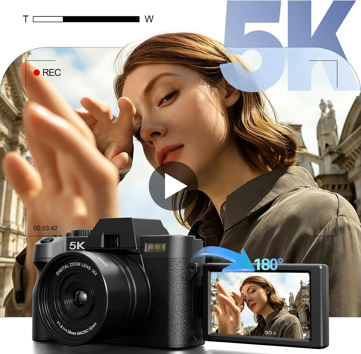 G-Anica 5K 64MP Digital Cameras for Photography with Dual-Lens WiFi