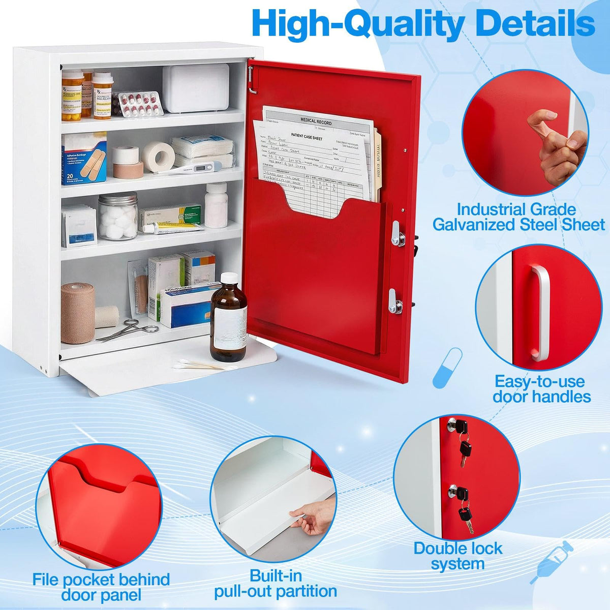Zonon Corner Wall Cabinet with Lock, White, 21 x 16 x 6 Inch, Right Angle