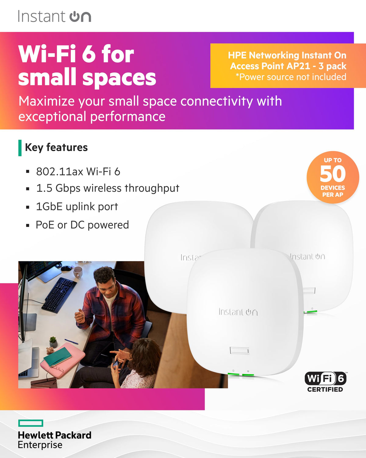 HP Networking Instant ON AP21 Dual-Band WI-FI 6 Access Point