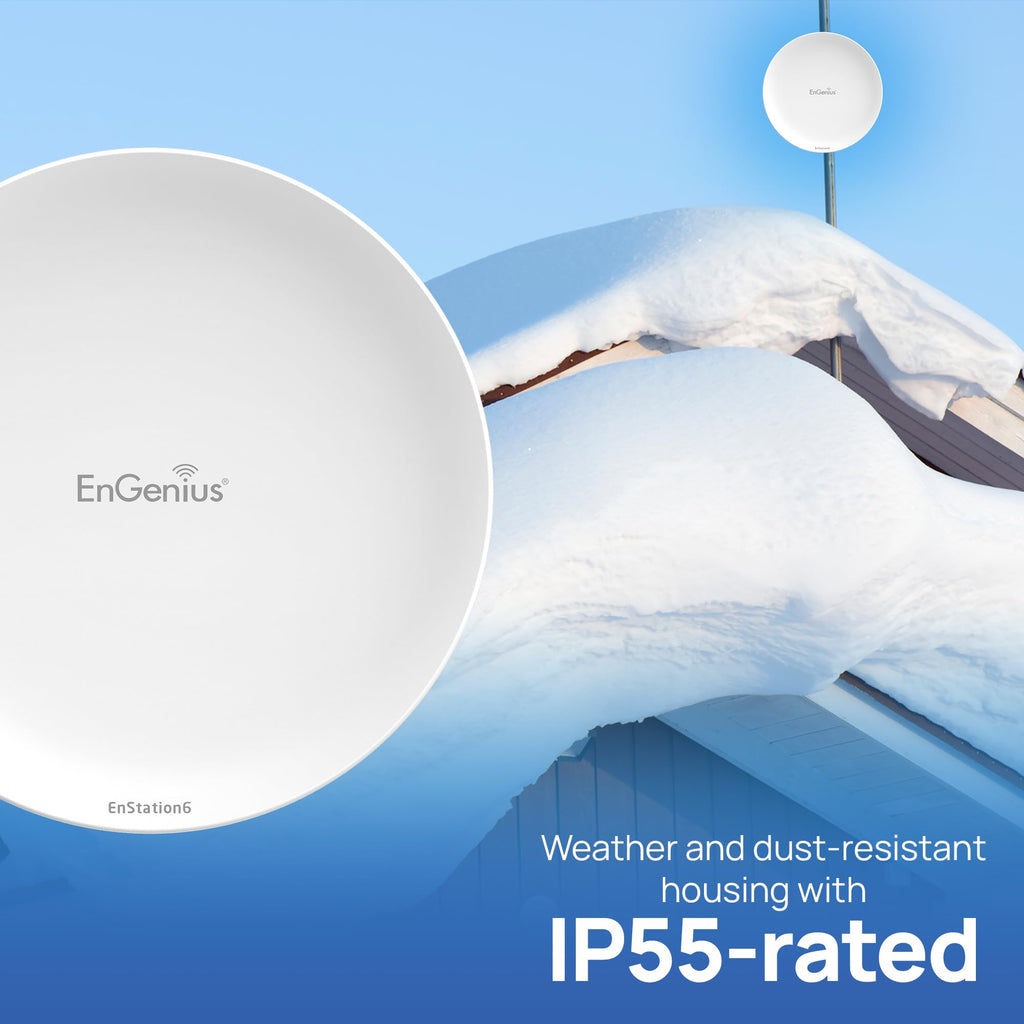 EnGenius Technologies Wi-Fi 5 Outdoor AC867 5Ghz Wireless Access Point/Client Bridge, Long Range, PTP/PTMP, IP55, 26dBm Transmit Power with 19dBi Directional Antennas, GigE Port (EnStation5-AC)