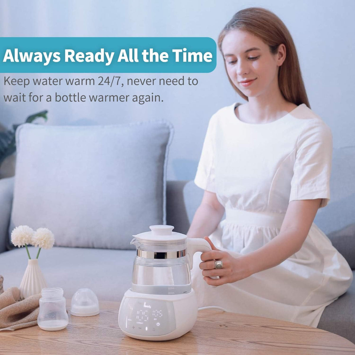 Temperature Control Water Kettle, Instant Water Warmer for Baby Formula, Keep Warm 24/7 Water Dispenser Baby Bottle Maker Formula Machine Ideal for Night Feeding & Formula Prep, BPA Free