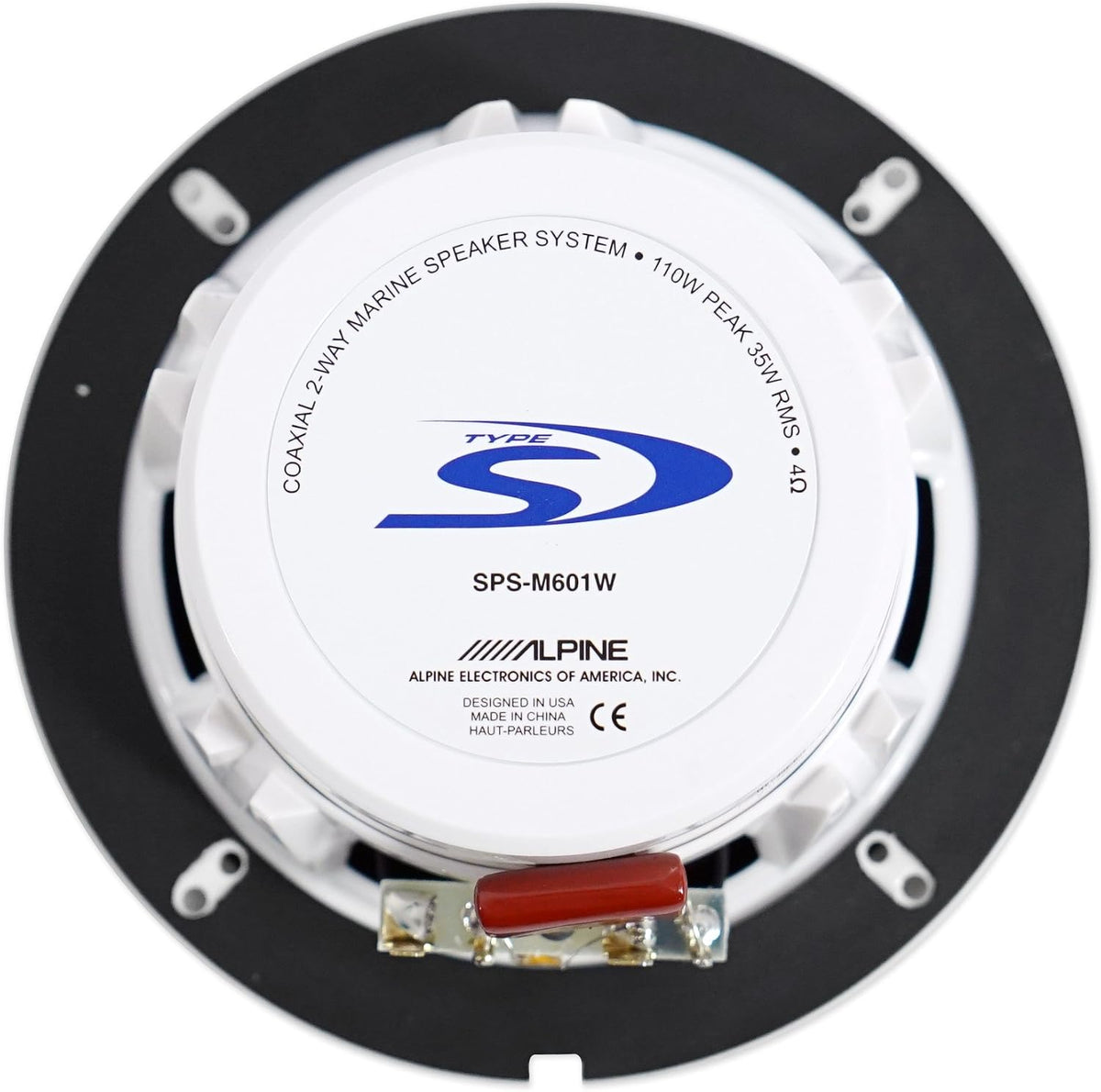 Alpine (4) SPS-M601W 6.5" 440 Watt 2-Way Marine Boat Coaxial Speakers - White