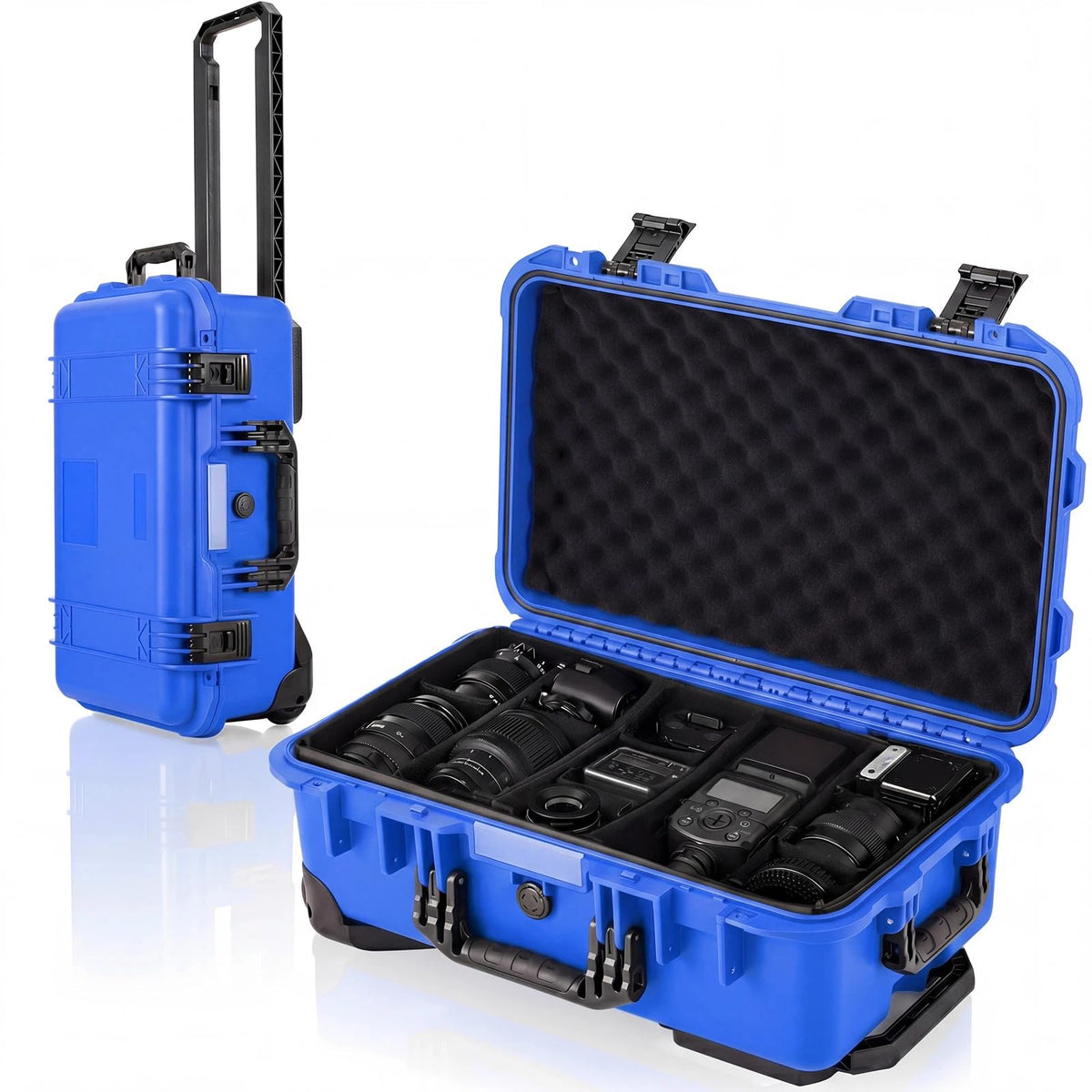 Relaxweex Rolling Camera Hard Case with 15 Padded Dividers & Wheels
