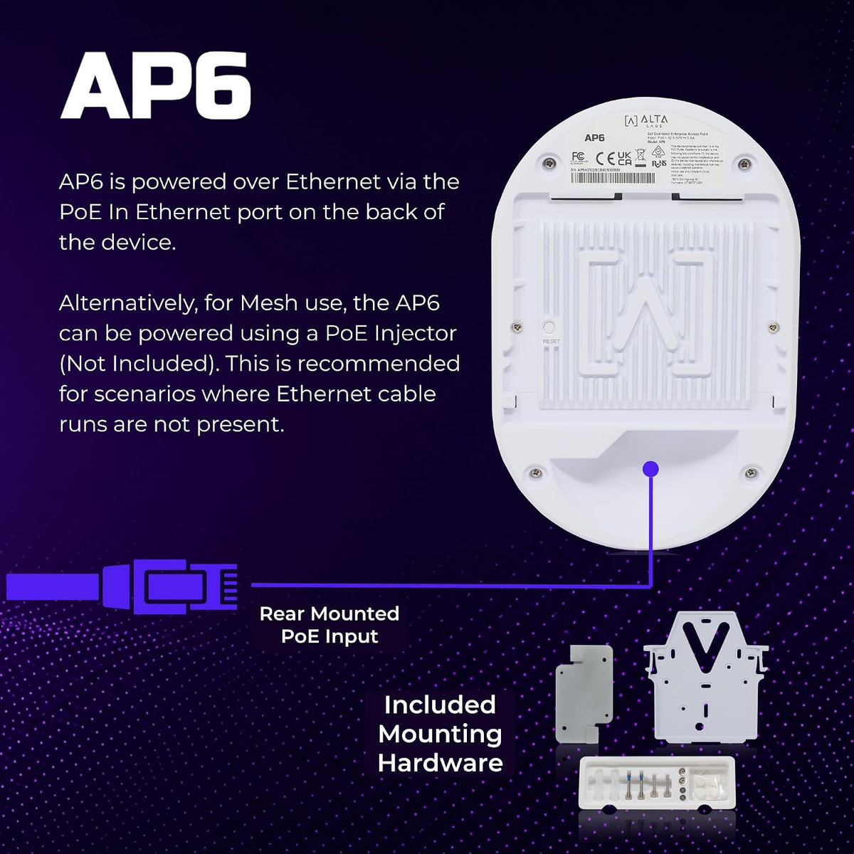 Alta Labs AP6 WiFi 6 Access Point, Dual Band, High Performance, 3 Gbps, IP54 Rated, POE+, Content Filtering, Seamless Roaming, App Control, Computer Networking Wireless Access Points
