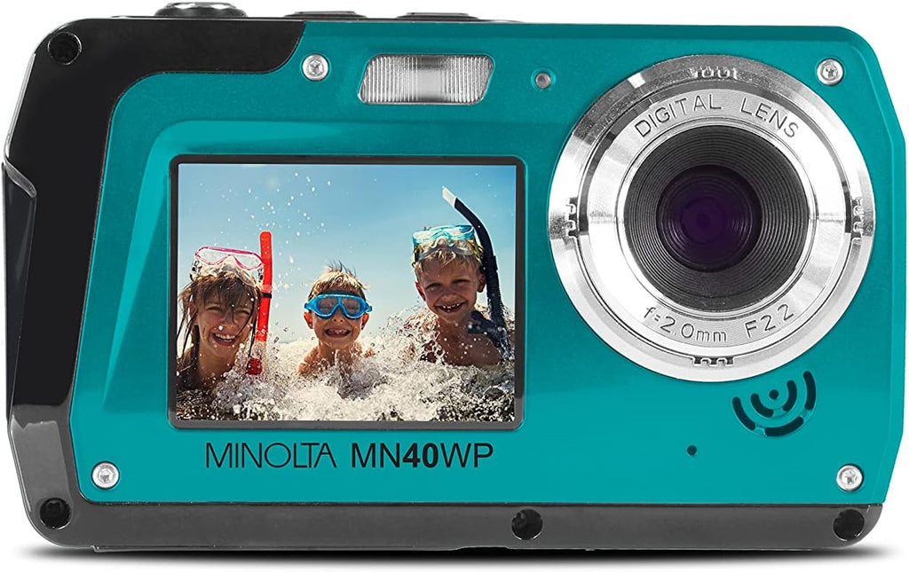 Minolta MN40WP 48MP QHD Dual LCD Screen Waterproof Camera, Blue