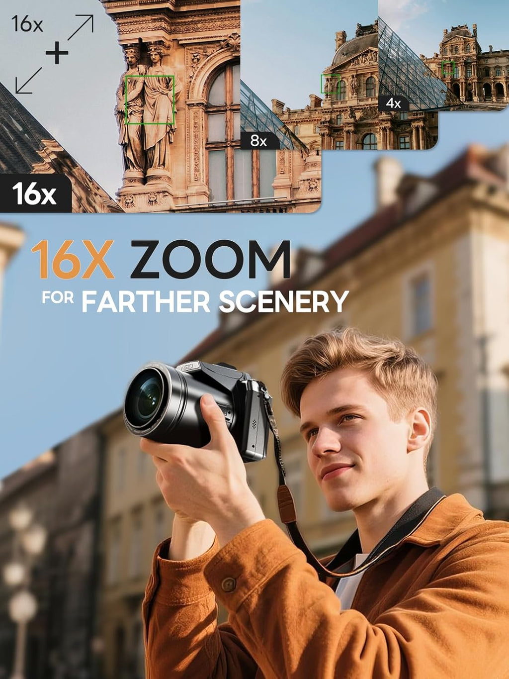 8K 64MP Digital Camera for Photography, Professional Camera(Black)