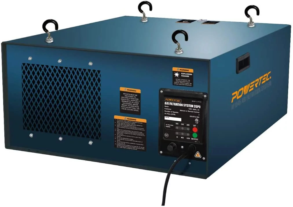 Powertec Remote Controlled 3-Speed Air Filtration System (655/875/1060 Cfm) Af1045