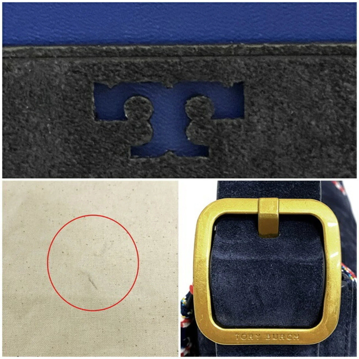 Leather (Good) Navy Multicolor Burch Shoulder One Pre-Owned 01-17 TORY Ladies BURCH Flap Bag Tory 10005608 Suede