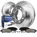 Detroit Axle - Front Brake Kit For 4Wd 1999-2004 Ford F-250 F-350 Super Duty Excursion Replacement 1999 2000 2001 2002 2003 2004 Drilled & Slotted Brake Rotors Ceramic Brakes Pads : 13.03" Inch Rotors