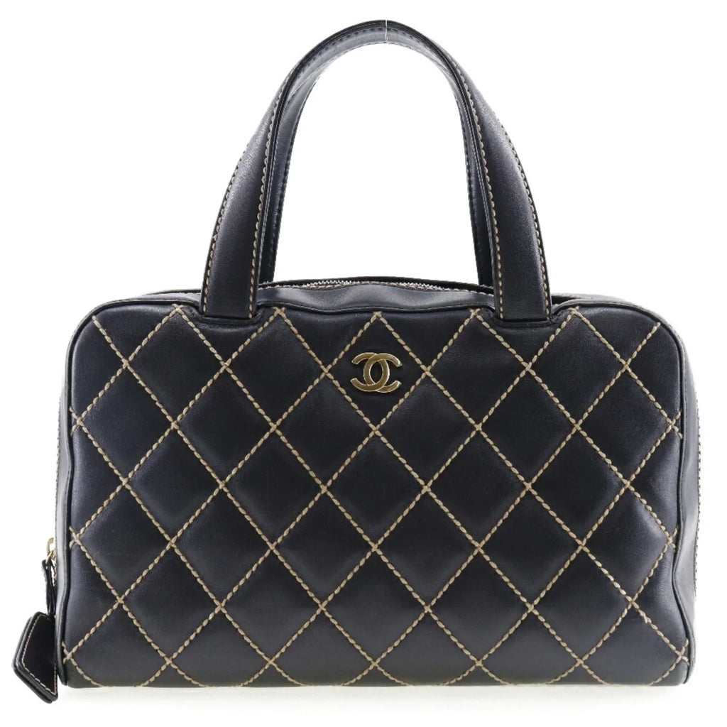 Wild (Fair) Mini Stitch Black Calf Handbag Ladies Pre-Owned A14692 Boston