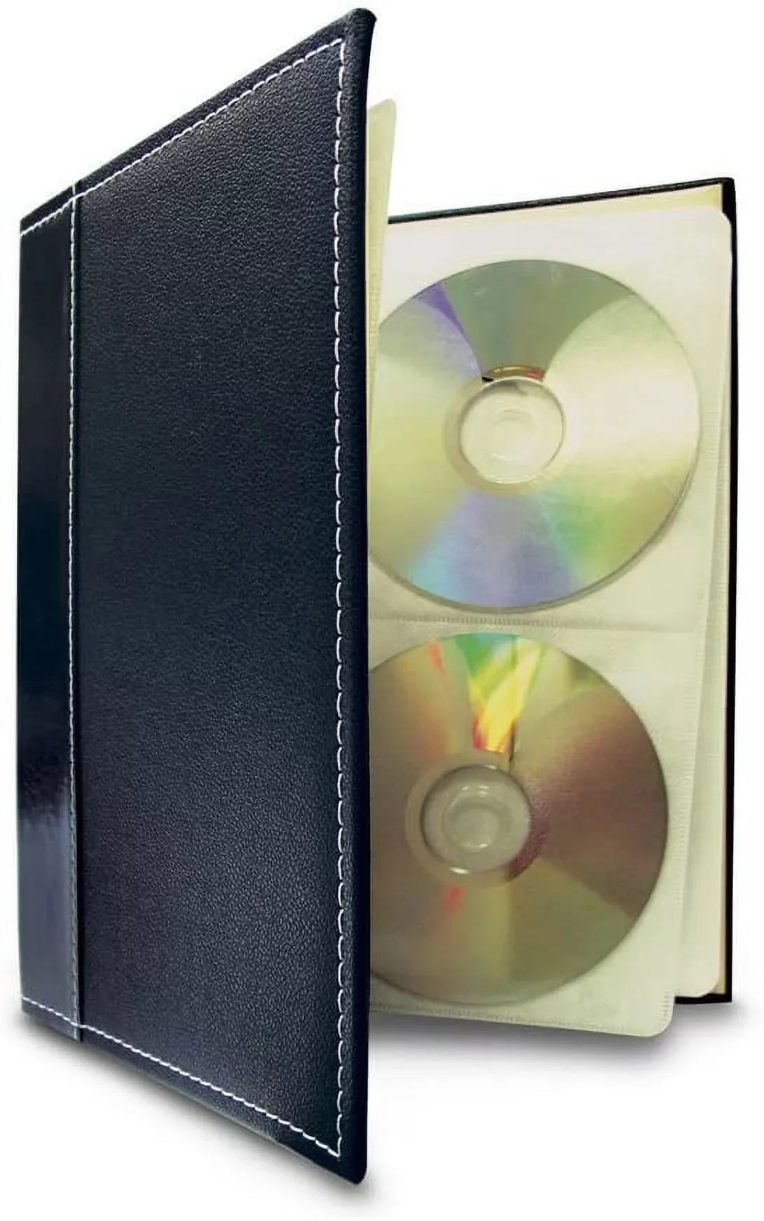 Bellagio-Italia Cd/Dvd Storage Binder Set - Black - Leather - 6 Pack - 288-Disc Capacity - Storage Organizer For Dvds, Cds, Blu Rays, & Video Games - Acid-Free Binder Organizer Sheets